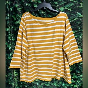 Talbots Yellow White Striped Boat T Shirt Weekender Women’s 3XL Petite